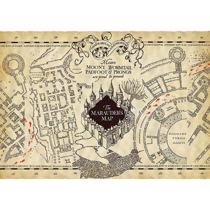 Harry Potter Parchment Marauder's Map Mappa del Malandrino Poster Pergamena